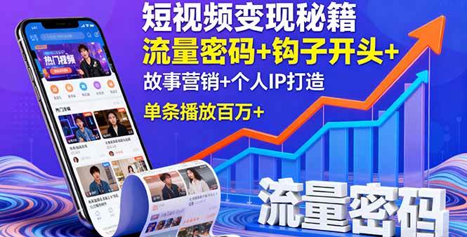 （16079期）短视频变现秘籍，流量密码+钩子开头+故事营销+个人IP打造，单条播放百万+-润格副业网-每天分享热门副业赚钱项目