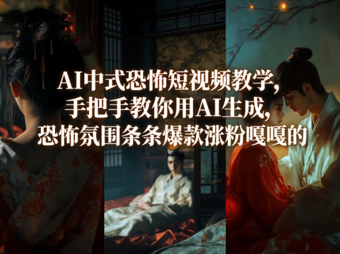 AI中式恐怖短视频教学，手把手教你用AI生成，恐怖氛围条条爆款涨粉嘎嘎的-润格副业网-每天分享热门副业赚钱项目