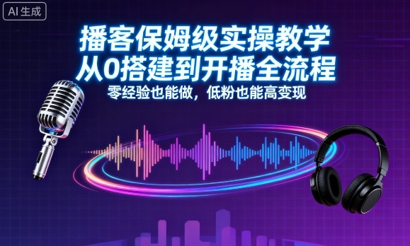 播客保姆级实操教学，从0搭建到开播全流程，零经验也能做，低粉也能高变现-润格副业网-每天分享热门副业赚钱项目