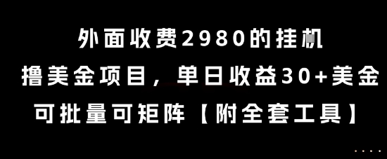 外面收费2980的挂G撸美金项目,单日收益30+美金,可批量可矩阵【揭秘】-润格副业网-每天分享热门副业赚钱项目
