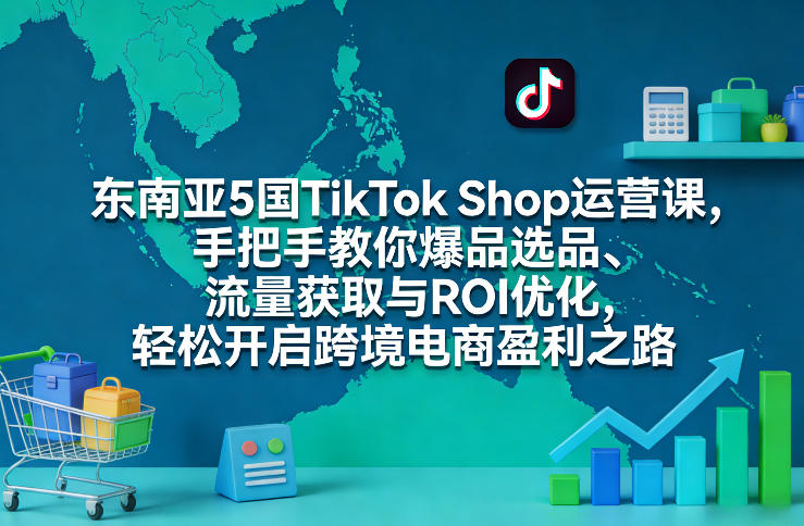 东南亚5国TikTok Shop运营课，手把手教你爆品选品、流量获取与ROI优化，轻松开启跨境电商盈利之路-润格副业网-每天分享热门副业赚钱项目