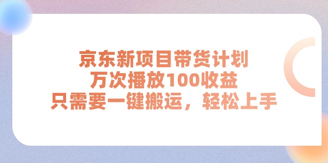 （11300期）京东新项目带货计划，万次播放100收益，只需要一键搬运，轻松上手-润格副业网-每天分享热门副业赚钱项目
