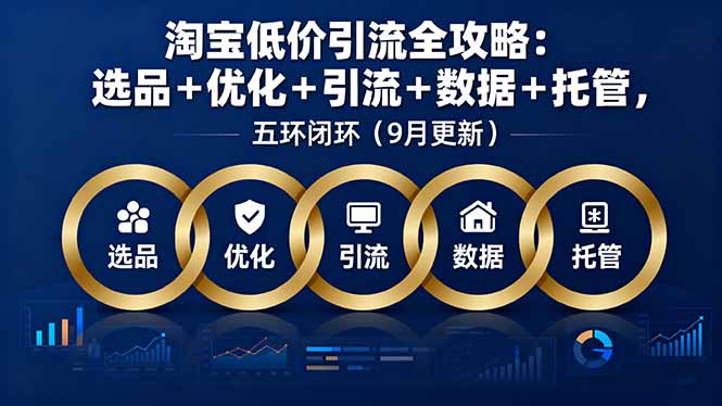 淘宝低价引流全攻略：选品＋优化＋引流＋数据＋托管，五环闭环(9月更新-润格副业网-每天分享热门副业赚钱项目