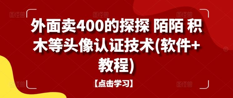 外面卖400的探探 陌陌 积木等头像认证技术(软件+教程)-润格副业网-每天分享热门副业赚钱项目