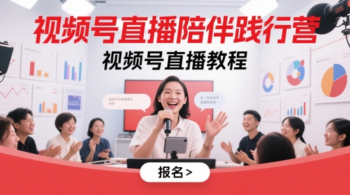 视频号直播陪伴践行营,视频号直播教程-润格副业网-每天分享热门副业赚钱项目