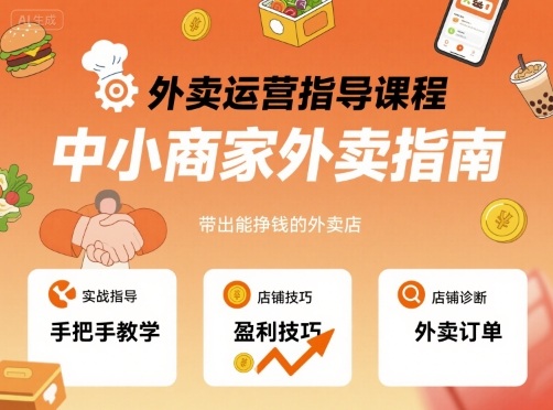 外卖运营指导课程，中小商家外卖指南，手把手带出能挣钱的外卖店-润格副业网-每天分享热门副业赚钱项目