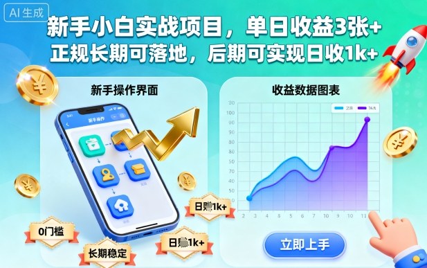 新手小白实战项目,单日收益3张+,正规长期可落地,后期可实现日收1k+【揭秘】-润格副业网-每天分享热门副业赚钱项目