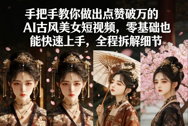 手把手教你做出点赞破万的AI古风美女短视频，零基础也能快速上手，全程拆解细节-润格副业网-每天分享热门副业赚钱项目