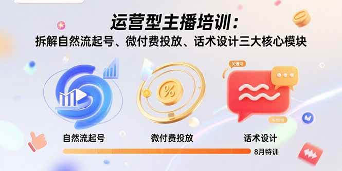 (15654期)运营型主播培训:拆解自然流起号、微付费投放、话术设计三大核心模块-8月-润格副业网-每天分享热门副业赚钱项目