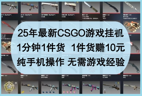 25年最新CSGO游戏挂G,1分钟1件货,1件货挣10元,纯手机操作,无需游戏经验【揭秘】-润格副业网-每天分享热门副业赚钱项目