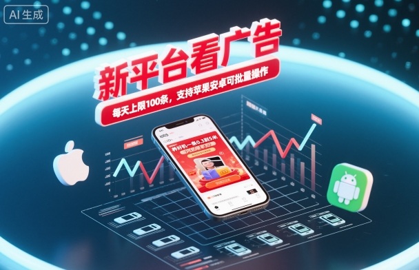 新平台看广告，养好机一条0.3到5米，每天上限100条，支持苹果安卓可批量操作-润格副业网-每天分享热门副业赚钱项目