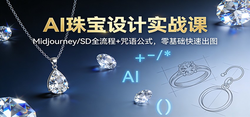AI珠宝设计实战课:Midjourney/SD全流程+咒语公式,零基础快速出图-润格副业网-每天分享热门副业赚钱项目