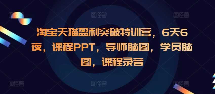 淘宝天猫盈利突破特训营，6天6夜，课程PPT，导师脑图，学员脑图，课程录音-润格副业网-每天分享热门副业赚钱项目
