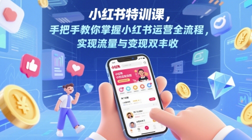 小红书特训课,手把手教你掌握小红书运营全流程,实现流量与变现双丰收-润格副业网-每天分享热门副业赚钱项目