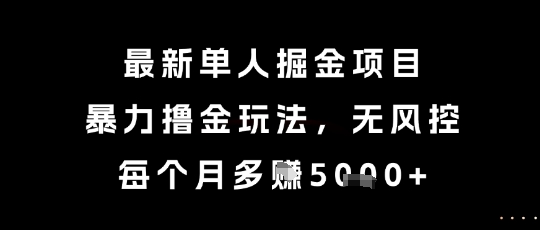 最新单人掘金项目,暴力撸金玩法,无风控,每个月多挣5k+【揭秘】-润格副业网-每天分享热门副业赚钱项目