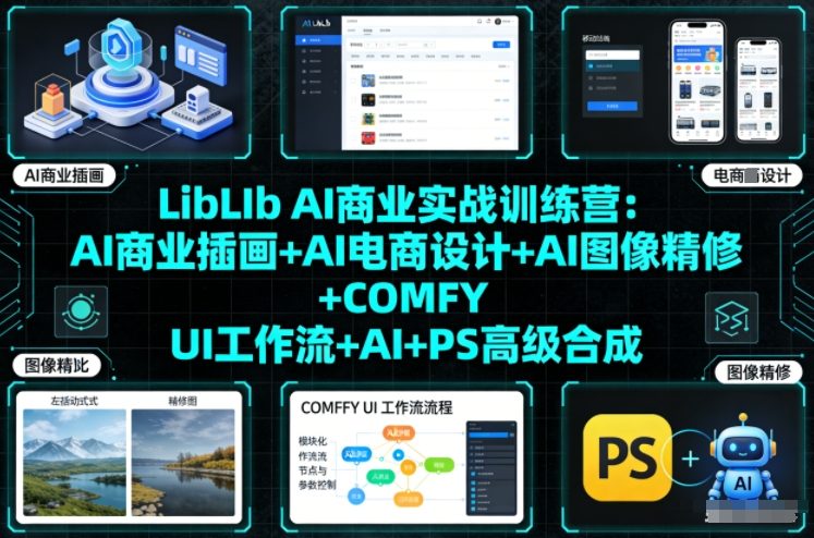 LibLIb AI商业实战训练营：AI商业插画+AI电商设计+AI图像精修+COMFY UI工作流+AI+PS高级合成-润格副业网-每天分享热门副业赚钱项目