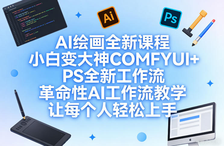 AI绘画全新课程,小白变大神COMFYUI+PS全新工作流,革命性AI工作流教学,让每个人轻松上手-润格副业网-每天分享热门副业赚钱项目