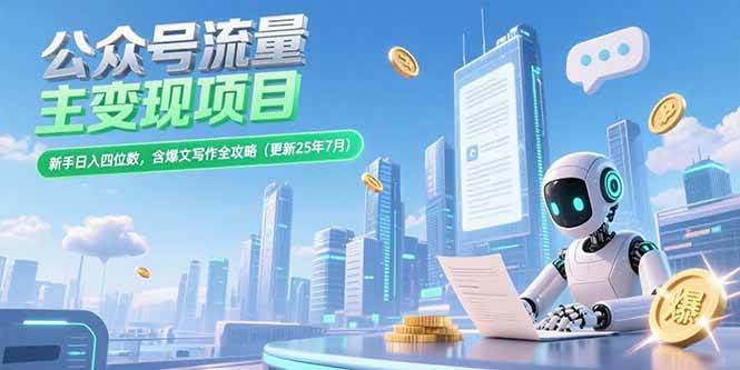 (15412期)公众号流量主变现项目,新手日入四位数,含爆文写作全攻略(更新25年7月)-润格副业网-每天分享热门副业赚钱项目
