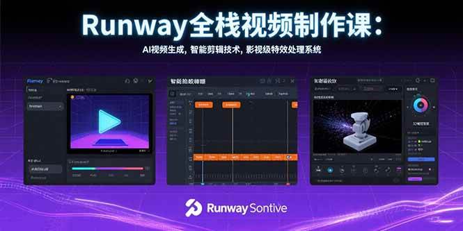 (15515期)Runway全栈视频制作课:AI视频生成,智能剪辑技术,影视级特效处理系统-润格副业网-每天分享热门副业赚钱项目