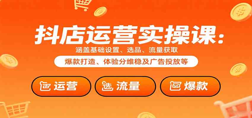 抖店运营实操课：涵盖基础设置、选品、流量获取、爆款打造、体验分维稳及广告投放等-润格副业网-每天分享热门副业赚钱项目