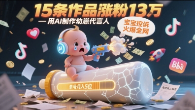 用AI制作幼崽代言人,宝宝的控诉火爆全网,15条作品涨粉13W,单号月入5位数实操教程-润格副业网-每天分享热门副业赚钱项目