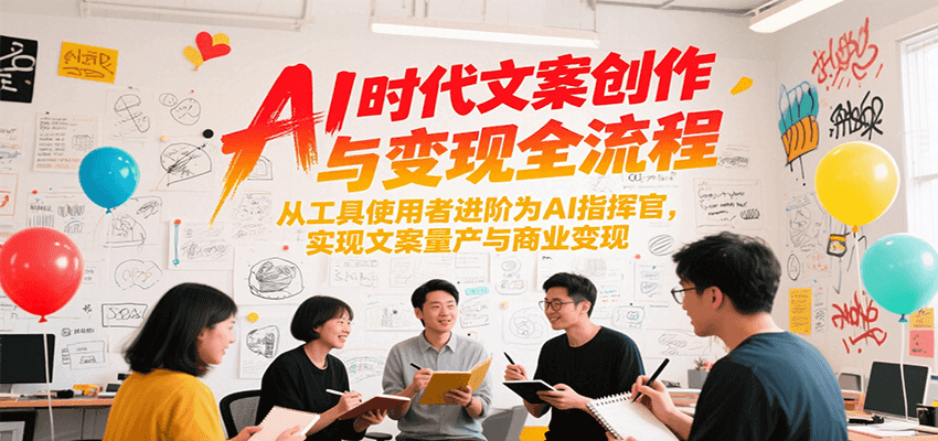 AI时代文案创作与变现全流程，从工具使用者进阶为AI指挥官，实现文案量产与商业变现-润格副业网-每天分享热门副业赚钱项目