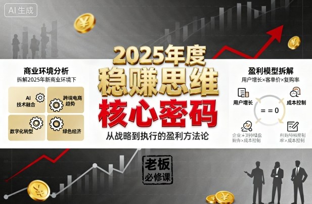 2025年度稳賺思维老板创业营，拆解2025年新商业环境下，企业实现持续盈利的核心密码-润格副业网-每天分享热门副业赚钱项目