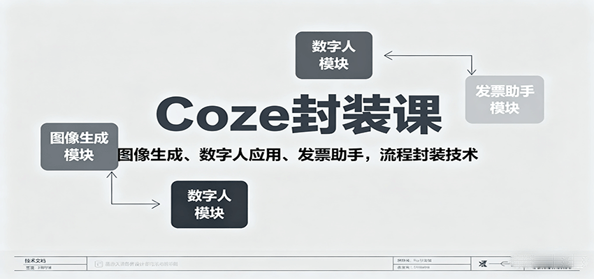Coze封装课,图像生成、数字人应用、发票助手,流程封装技术-润格副业网-每天分享热门副业赚钱项目