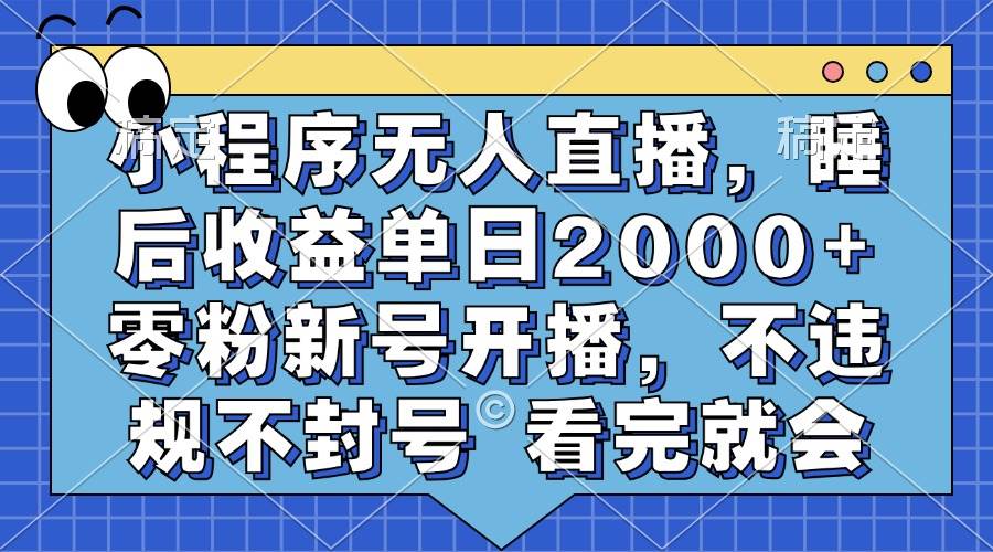 (13251期)小程序无人直播,睡后收益单日2000+ 零粉新号开播,不违规不封号 看完就会-润格副业网-每天分享热门副业赚钱项目