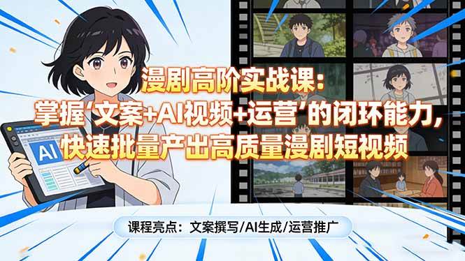 （17461期）漫剧高阶实战课：掌握“文案+AI视频+运营”的闭环能力，快速批量产出高质量漫剧短视频-润格副业网-每天分享热门副业赚钱项目