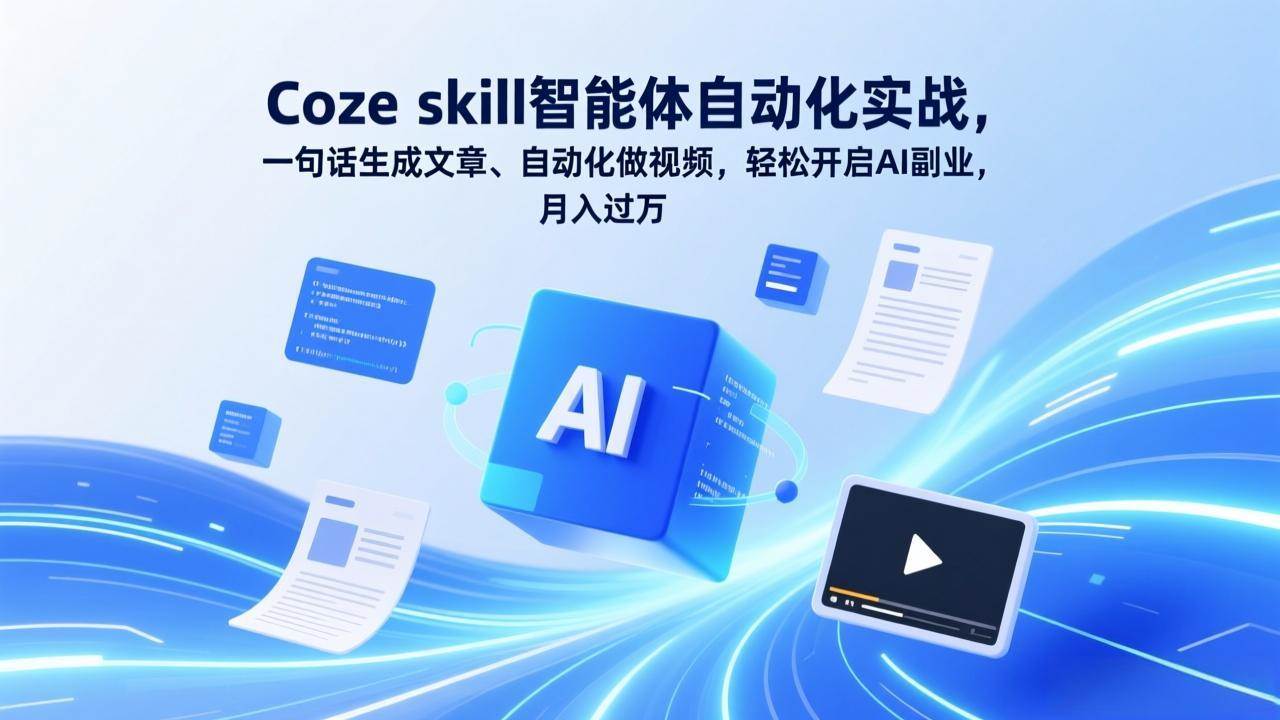 （17399期）Coze skill智能体自动化实战，一句话生成文章、自动化做视频，轻松开启AI副业，月入过万-润格副业网-每天分享热门副业赚钱项目