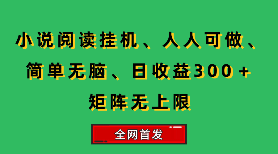 （15413期）小说挂机阅读，人人可做，简单无脑，一天收益300＋矩阵无限上-润格副业网-每天分享热门副业赚钱项目