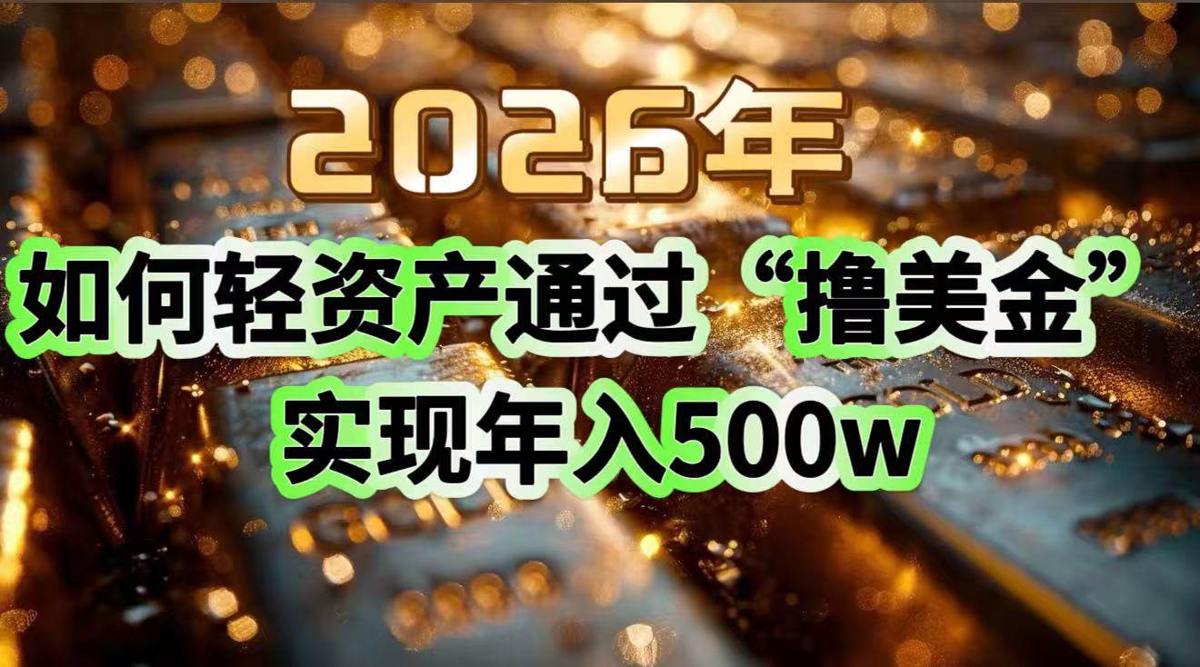 (17033期)2026年如何轻资产通过“撸美金”实现年入500w (17033期)2026年如何轻资产通过“撸美金”实现年入500w