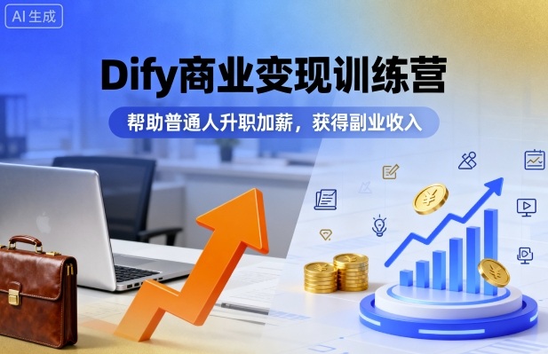 Dify商业变现训练营,帮助普通人升职加薪,获得副业收入-润格副业网-每天分享热门副业赚钱项目