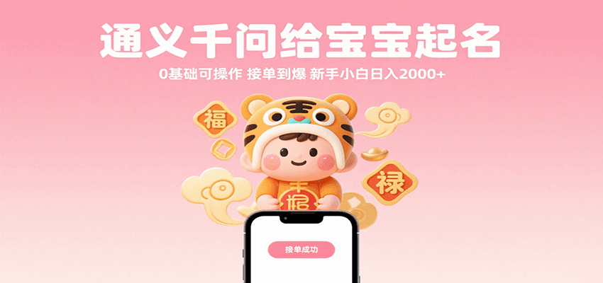 通义千问给宝宝起名 0基础可操作 接单到爆 新手小白日入2000+-润格副业网-每天分享热门副业赚钱项目