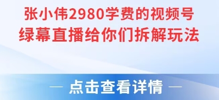 张小伟2980付费额视频号绿幕直播给你们拆解玩法-润格副业网-每天分享热门副业赚钱项目