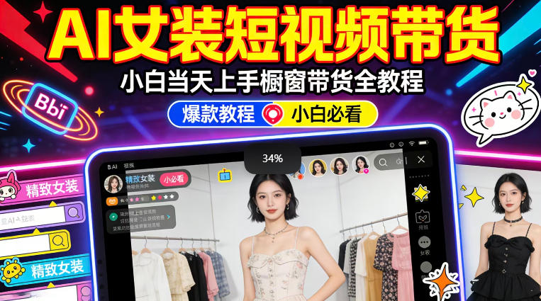 AI女装短视频橱窗带货：小白零门槛当天上手，高佣金爆款轻松賺！-润格副业网-每天分享热门副业赚钱项目