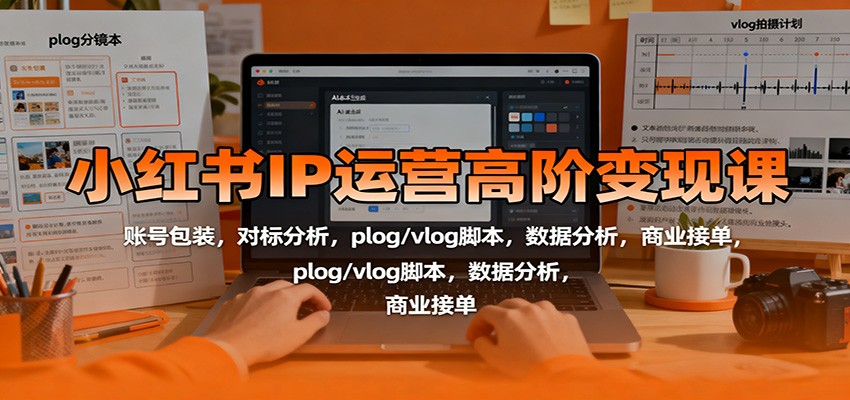 小红书IP运营高阶变现课：账号包装，对标分析，plog/vlog脚本，数据分析，商业接单-润格副业网-每天分享热门副业赚钱项目