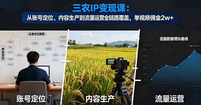 (16229期)三农IP变现课:从账号定位、内容生产到流量运营全链路覆盖,单视频佣金2w+-润格副业网-每天分享热门副业赚钱项目