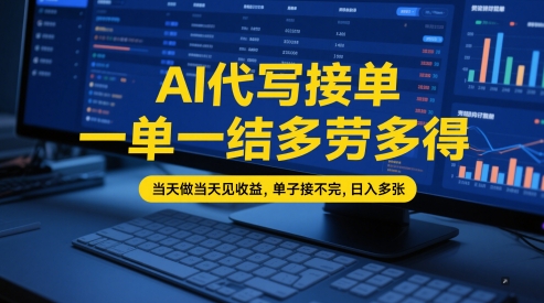 AI代写接单,一单一结多劳多得,当天做当天见收益,单子接不完,日入多张【全网最全实操课程】-润格副业网-每天分享热门副业赚钱项目