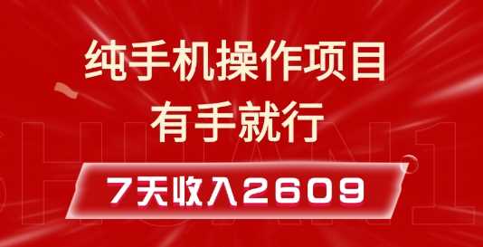 纯手机操作的小项目,有手就能做,7天收入2609+实操教程【揭秘】-润格副业网-每天分享热门副业赚钱项目