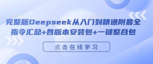 完整版Deepseek从入门到精通附最全指令汇总+各版本安装包+一键整合包-润格副业网-每天分享热门副业赚钱项目