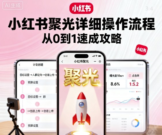 小红书聚光详细操作流程，小红书聚光从0到1速成攻略-润格副业网-每天分享热门副业赚钱项目