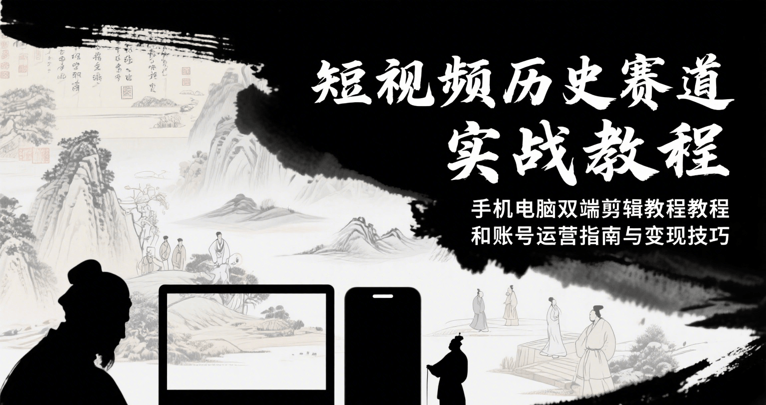 短视频历史赛道实战教程，手机电脑双端剪辑教程和账号运营指南与变现技巧-润格副业网-每天分享热门副业赚钱项目