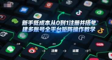 新手低成本从0到1注册并搭建多账号全平台矩阵操作教学，手机号-邮箱-IP-工具-润格副业网-每天分享热门副业赚钱项目