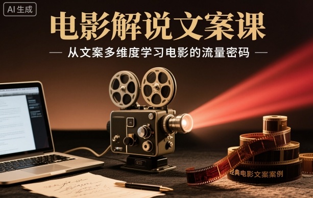 电影解说文案课，从文案多维度学习电影的流量密码-润格副业网-每天分享热门副业赚钱项目