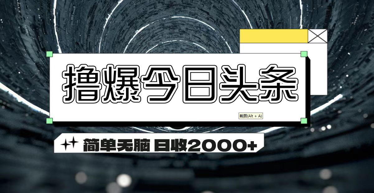 (11665期)撸爆今日头条 简单无脑操作 日收2000+-润格副业网-每天分享热门副业赚钱项目