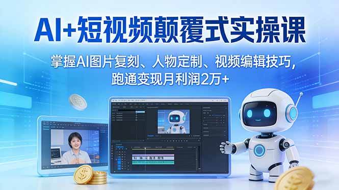 （17454期）AI+短视频颠覆式实操课：掌握AI图片复刻、人物定制、视频编辑技巧，跑通变现月利润2万+-润格副业网-每天分享热门副业赚钱项目