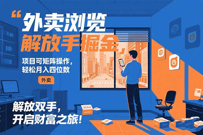 外卖浏览掘金项目 可矩阵操作 轻松日入500+-润格副业网-每天分享热门副业赚钱项目