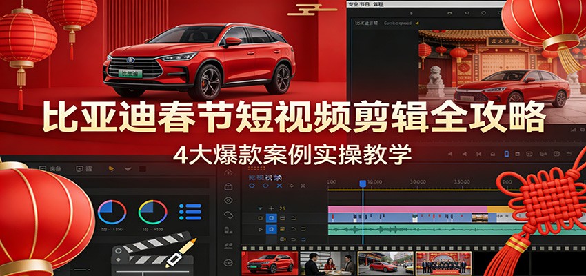 比亚迪春节短视频剪辑全攻略，4大爆款案例实操教学-润格副业网-每天分享热门副业赚钱项目